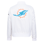 NFL MIAMI DOLPHINS CLASSIC BLOUSON EN SATIN POUR FEMME (BLANC)
