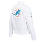 NFL MIAMI DOLPHINS CLASSIC BLOUSON EN SATIN POUR FEMME (BLANC)
