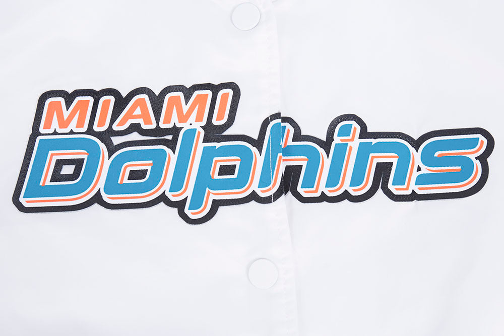 NFL MIAMI DOLPHINS CLASSIC BLOUSON EN SATIN POUR FEMME (BLANC)