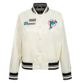 NFL MIAMI DOLPHINS RETRO CLASSICS WOMEN'S SATIN JACKET (EGGSHELL/BLACK)