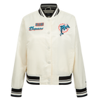 NFL MIAMI DOLPHINS RETRO CLASSICS WOMEN'S SATIN JACKET (EGGSHELL/BLACK)