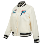 NFL MIAMI DOLPHINS RETRO CLASSICS WOMEN'S SATIN JACKET (EGGSHELL/BLACK)