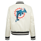 NFL MIAMI DOLPHINS RETRO CLASSICS WOMEN'S SATIN JACKET (EGGSHELL/BLACK)