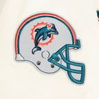 NFL MIAMI DOLPHINS RETRO CLASSICS WOMEN'S SATIN JACKET (EGGSHELL/BLACK)