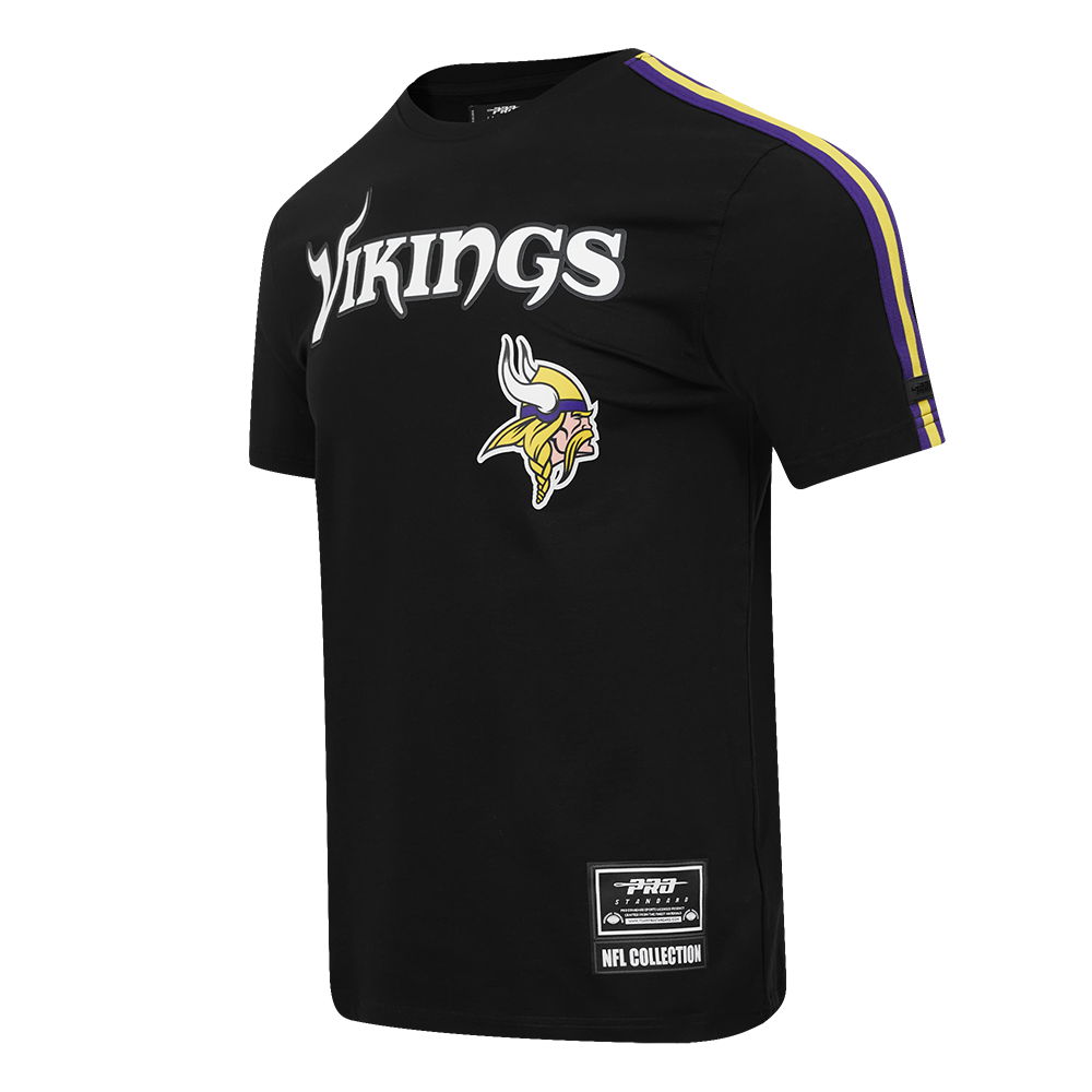 NFL MINNESOTA VIKINGS CLASSIC MESH T-SHIRT EN JERSEY SIMPLE À RAYURES POUR HOMME (NOIR/VIOLET)