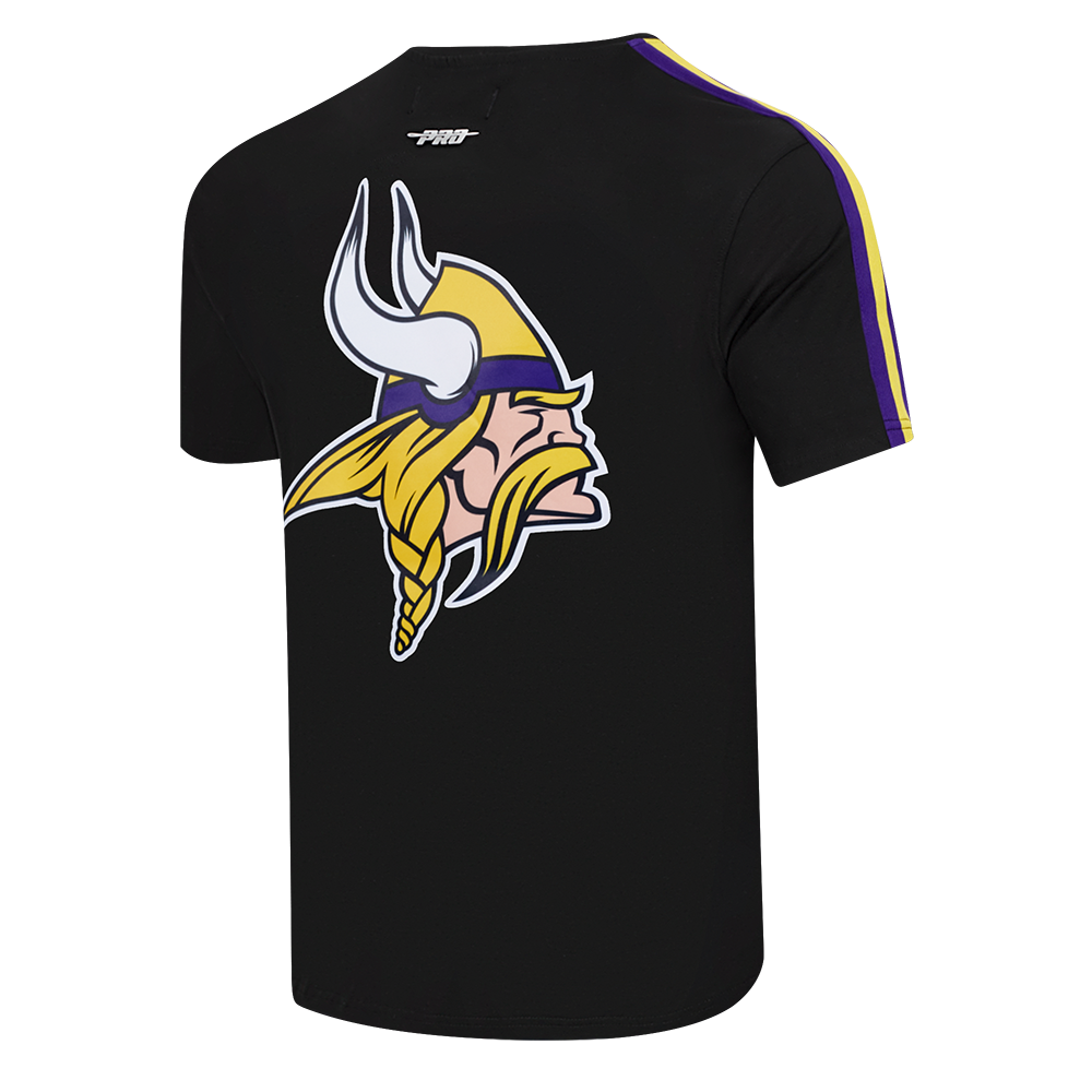 NFL MINNESOTA VIKINGS CLASSIC MESH T-SHIRT EN JERSEY SIMPLE À RAYURES POUR HOMME (NOIR/VIOLET)
