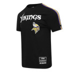 NFL MINNESOTA VIKINGS CLASSIC MESH T-SHIRT EN JERSEY SIMPLE À RAYURES POUR HOMME (NOIR/VIOLET)