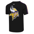 NFL MINNESOTA VIKINGS CLASSIC MESH T-SHIRT EN JERSEY SIMPLE À RAYURES POUR HOMME (NOIR/VIOLET)