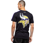 NFL MINNESOTA VIKINGS CLASSIC MESH T-SHIRT EN JERSEY SIMPLE À RAYURES POUR HOMME (NOIR/VIOLET)