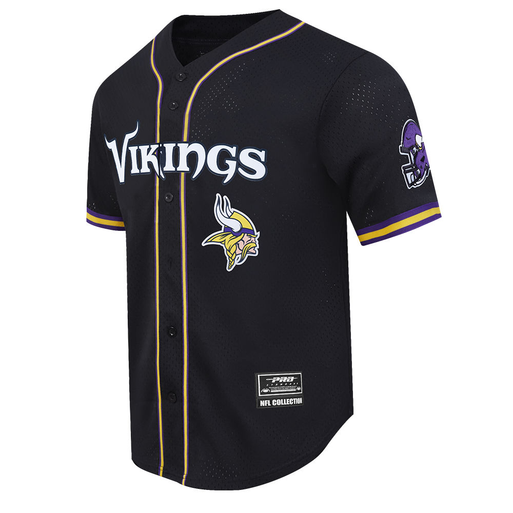 NFL MINNESOTA VIKINGS CLASSIC MAILLOT À BOUTONS EN FILET POUR HOMME (NOIR/VIOLET)