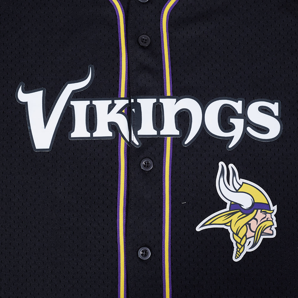 NFL MINNESOTA VIKINGS CLASSIC MAILLOT À BOUTONS EN FILET POUR HOMME (NOIR/VIOLET)