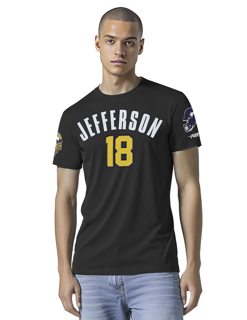 NFL MINNESOTA VIKINGS JUSTIN JEFFERSON #18 CLASSIC PNN MEN'S SJ TEE (BLACK)