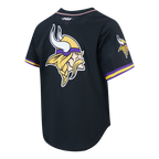 NFL MINNESOTA VIKINGS JJ MCCARTHY #9 CLASSIC MESH PNN CHEMISE BOUTONNÉE EN FILET POUR HOMME (NOIR/VIOLET)
