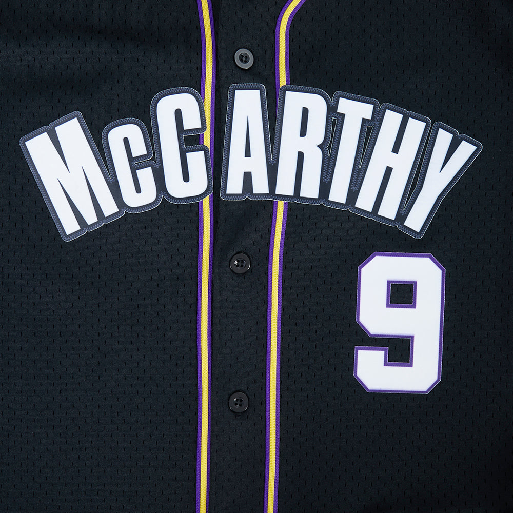 NFL MINNESOTA VIKINGS JJ MCCARTHY #9 CLASSIC MESH PNN CHEMISE BOUTONNÉE EN FILET POUR HOMME (NOIR/VIOLET)
