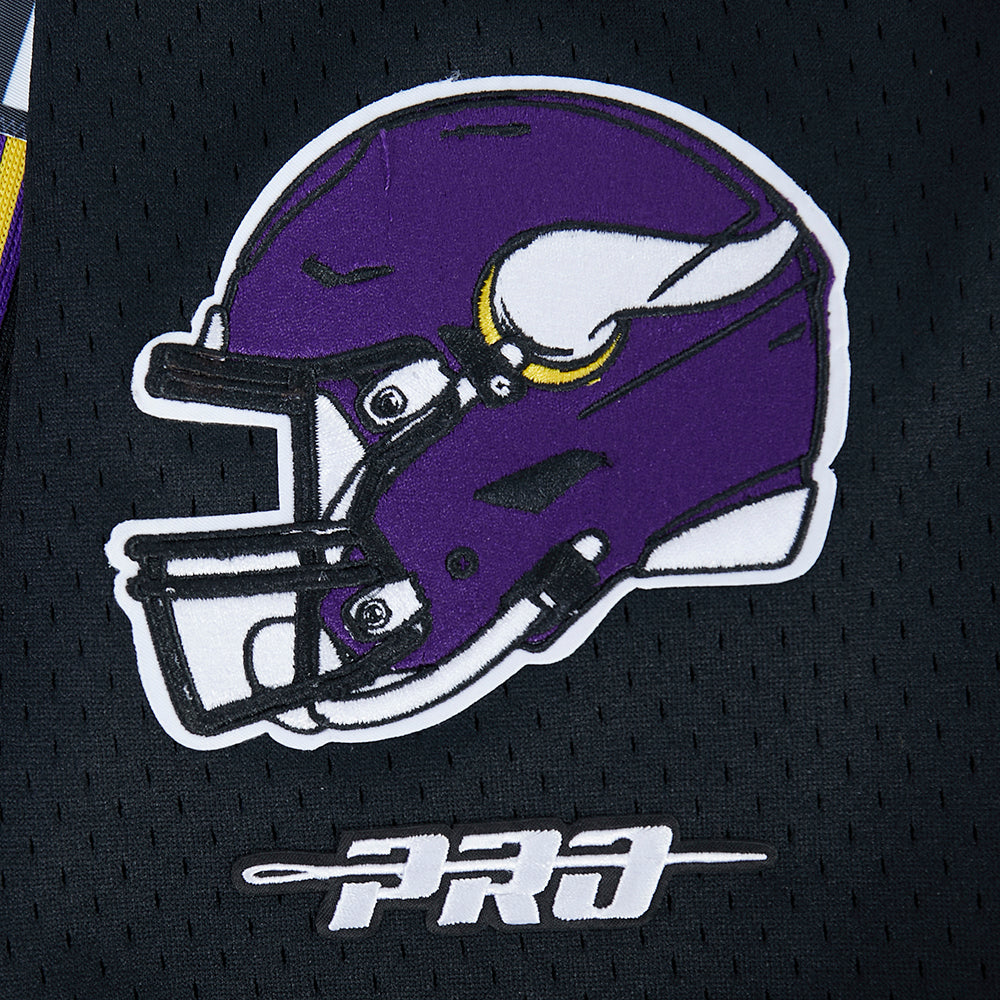 NFL MINNESOTA VIKINGS JJ MCCARTHY #9 CLASSIC MESH PNN CHEMISE BOUTONNÉE EN FILET POUR HOMME (NOIR/VIOLET)