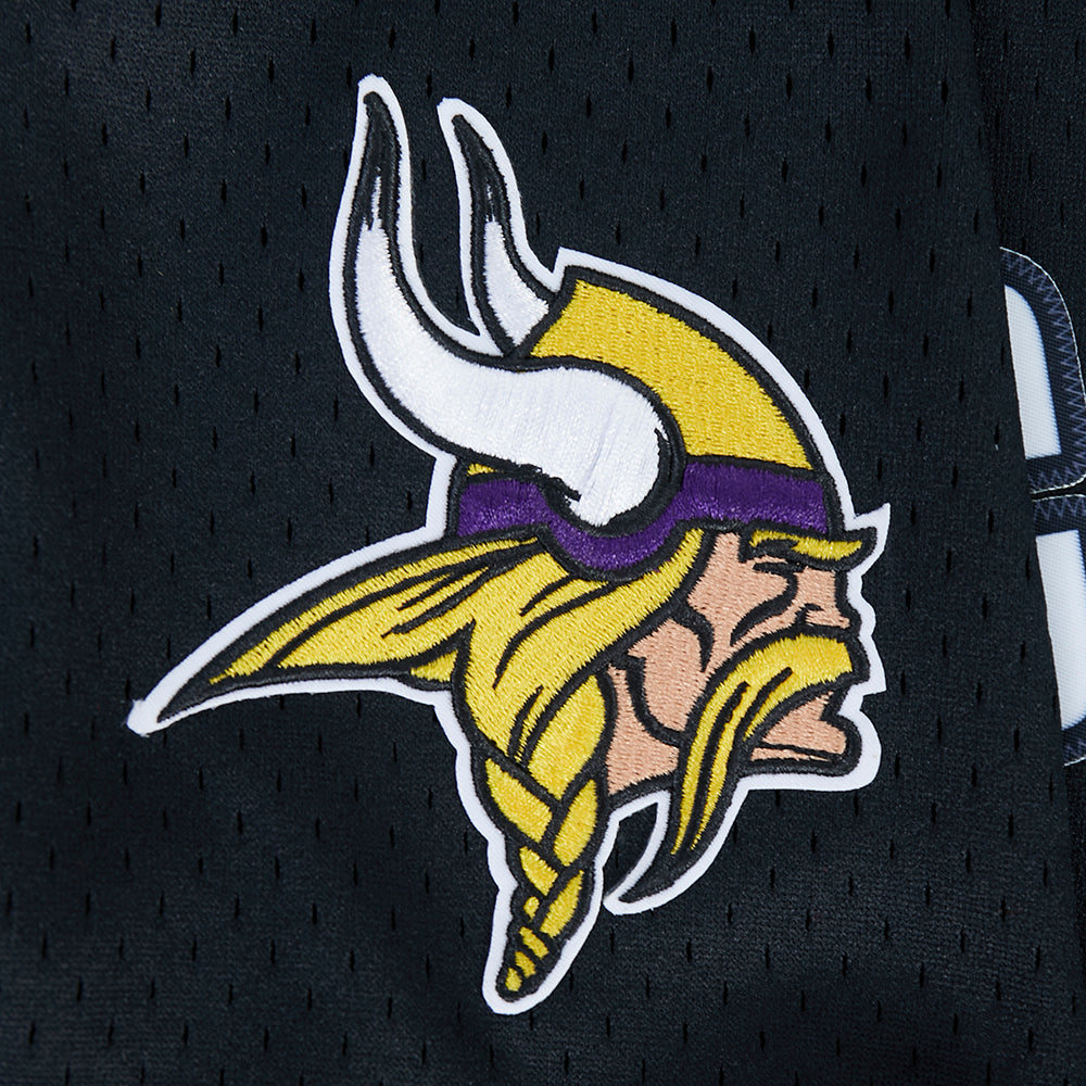NFL MINNESOTA VIKINGS JJ MCCARTHY #9 CLASSIC MESH PNN CHEMISE BOUTONNÉE EN FILET POUR HOMME (NOIR/VIOLET)