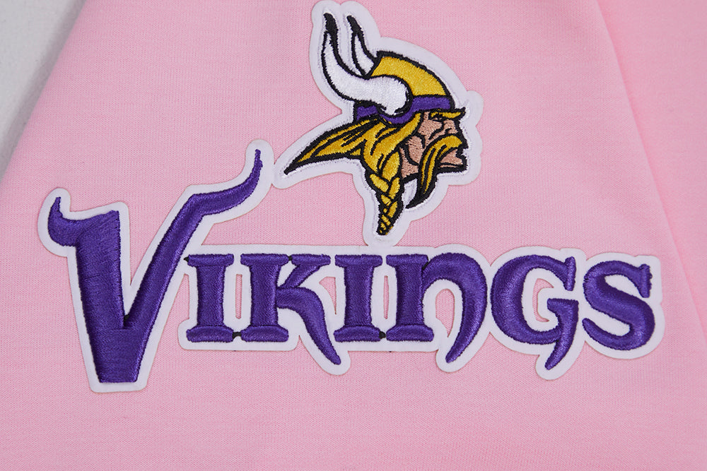 NFL MINNESOTA VIKINGS CLASSIC CHENILLE CHANDAIL À CAPUCHON EN MAILLE DOUBLE (ROSE)