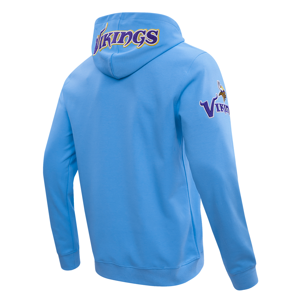 NFL MINNESOTA VIKINGS CLASSIC CHENILLE CHANDAIL À CAPUCHON EN MAILLE DOUBLE (BLEU UNIVERSITÉ)