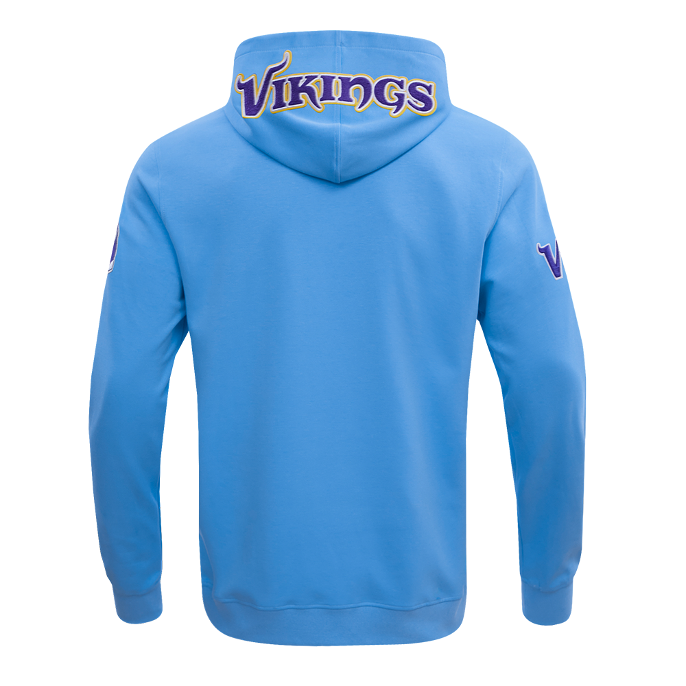 NFL MINNESOTA VIKINGS CLASSIC CHENILLE CHANDAIL À CAPUCHON EN MAILLE DOUBLE (BLEU UNIVERSITÉ)