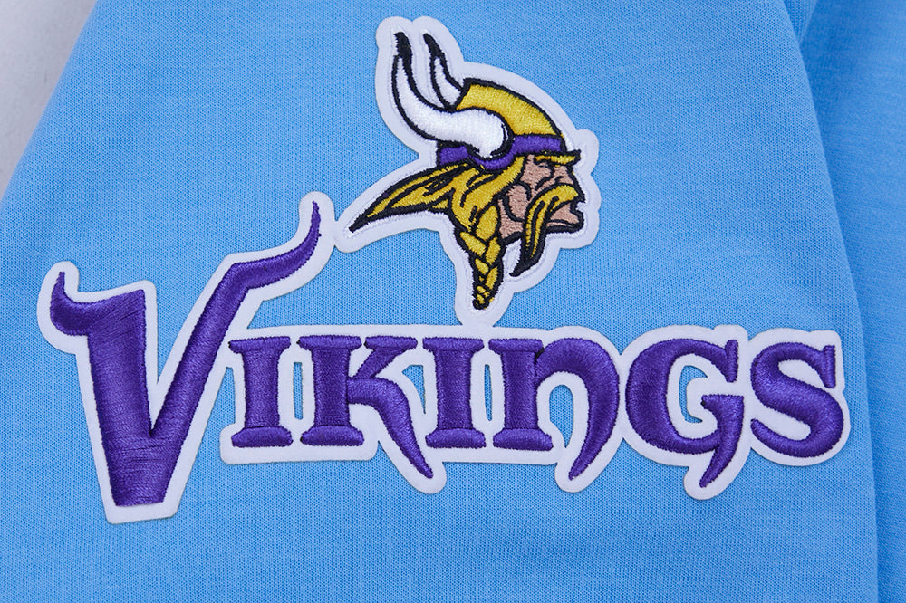 NFL MINNESOTA VIKINGS CLASSIC CHENILLE CHANDAIL À CAPUCHON EN MAILLE DOUBLE (BLEU UNIVERSITÉ)