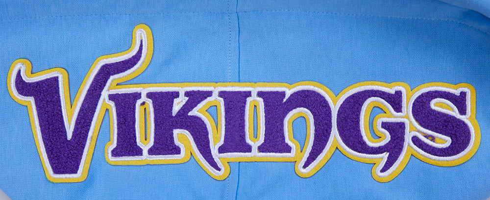 NFL MINNESOTA VIKINGS CLASSIC CHENILLE CHANDAIL À CAPUCHON EN MAILLE DOUBLE (BLEU UNIVERSITÉ)