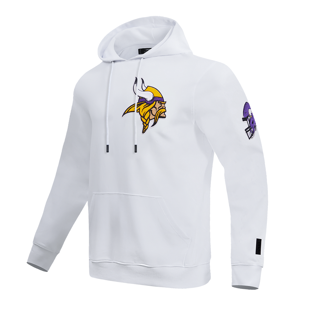 NFL MINNESOTA VIKINGS CLASSIC CHENILLE DOUBLE KNIT PULLOVER HOODIE (WHITE)