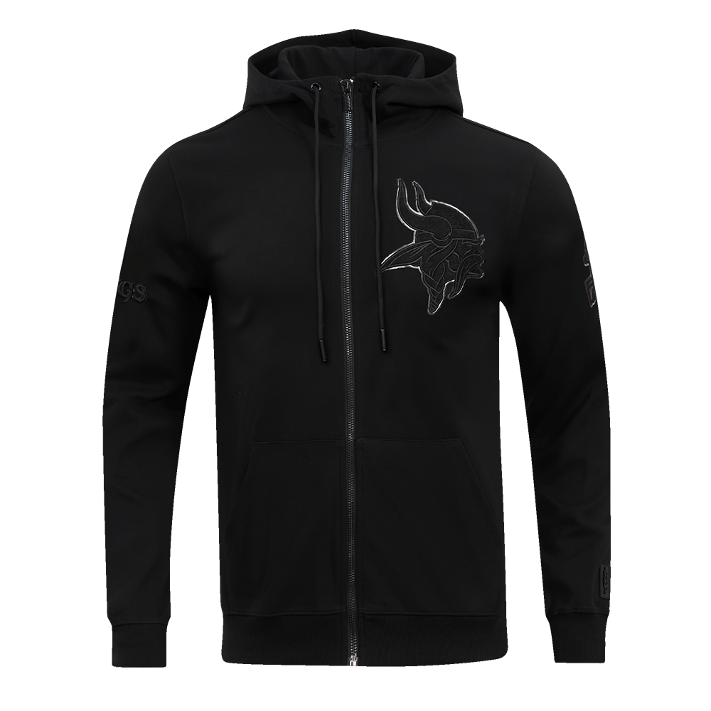 NFL MINNESOTA VIKINGS TRIPLE BLACK MEN'S DK FZ HOODIE (TRIPLE BLACK)