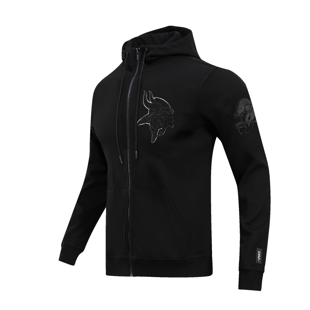 NFL MINNESOTA VIKINGS TRIPLE BLACK MEN'S DK FZ HOODIE (TRIPLE BLACK)
