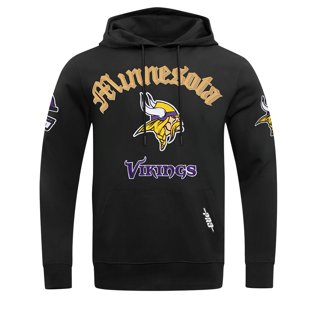 NFL MINNESOTA VIKINGS OLD ENGLISH CHANDAIL À CAPUCHON POUR HOMME (NOIR)