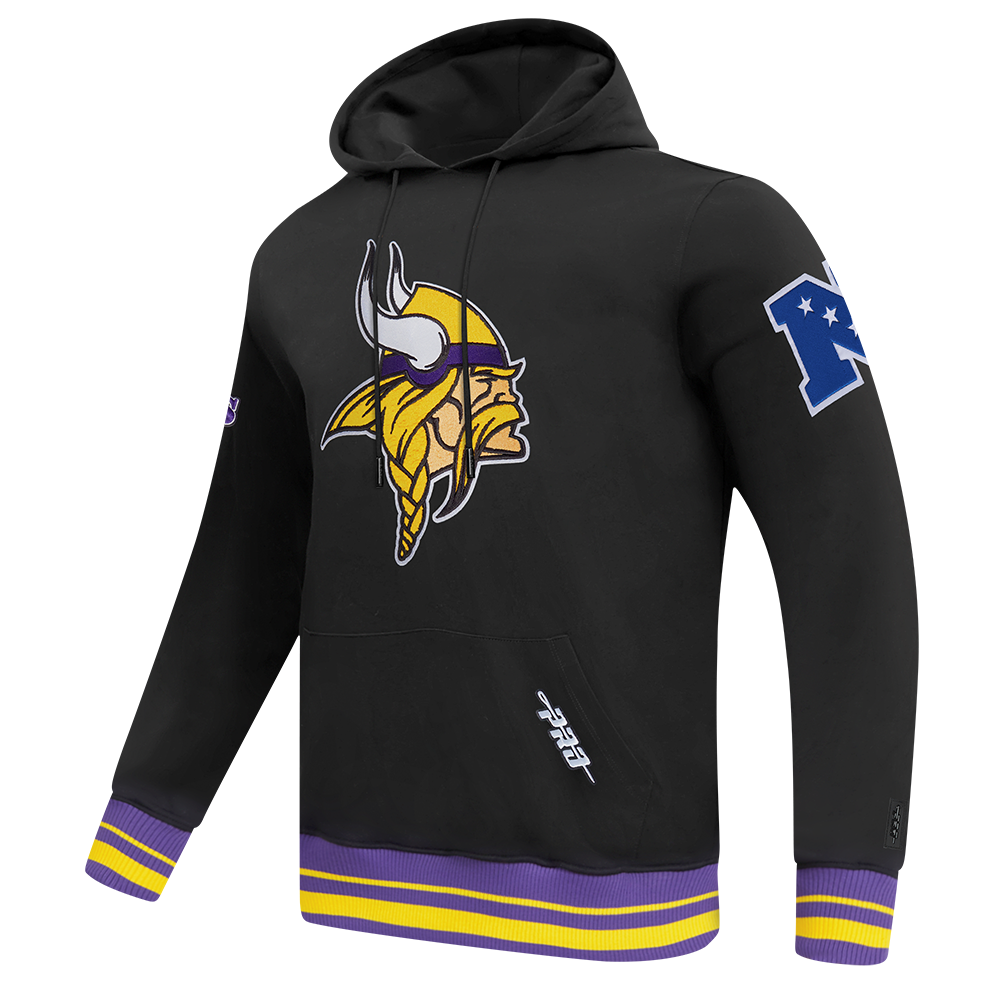 NFL MINNESOTA VIKINGS MASHUP MEN'S RIB PULLOVER HOODIE (BLACK/PURPLE)