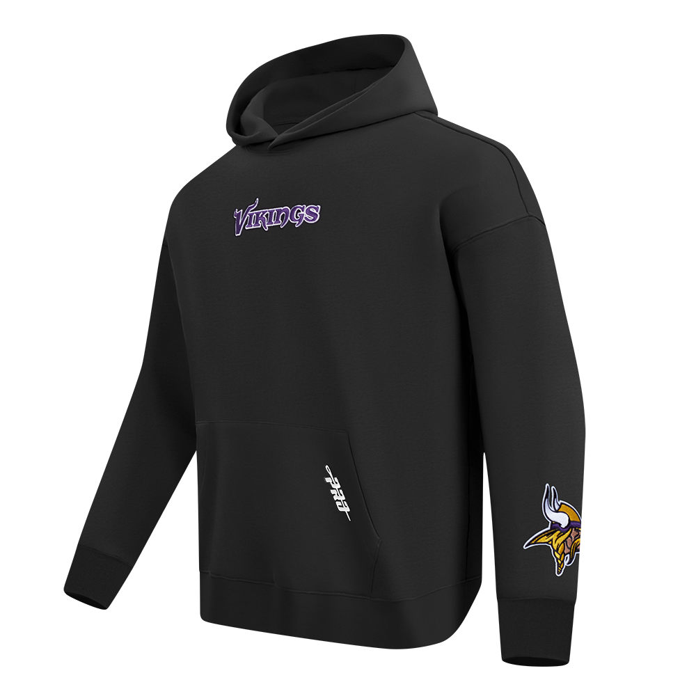 NFL MINNESOTA VIKINGS WINGSPAN MEN'S DROP SHOULDER FLC PO HOODIE (BLACK)