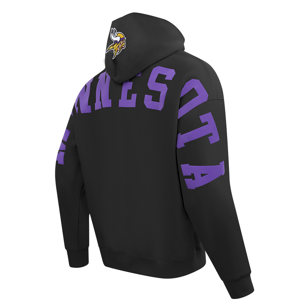 NFL MINNESOTA VIKINGS WINGSPAN MEN'S DROP SHOULDER FLC PO HOODIE (BLACK)