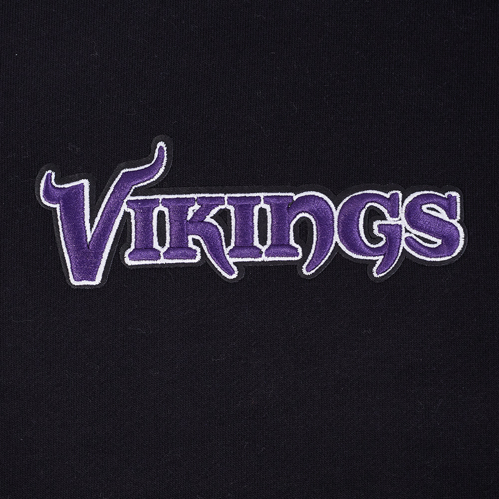 NFL MINNESOTA VIKINGS WINGSPAN MEN'S DROP SHOULDER FLC PO HOODIE (BLACK)