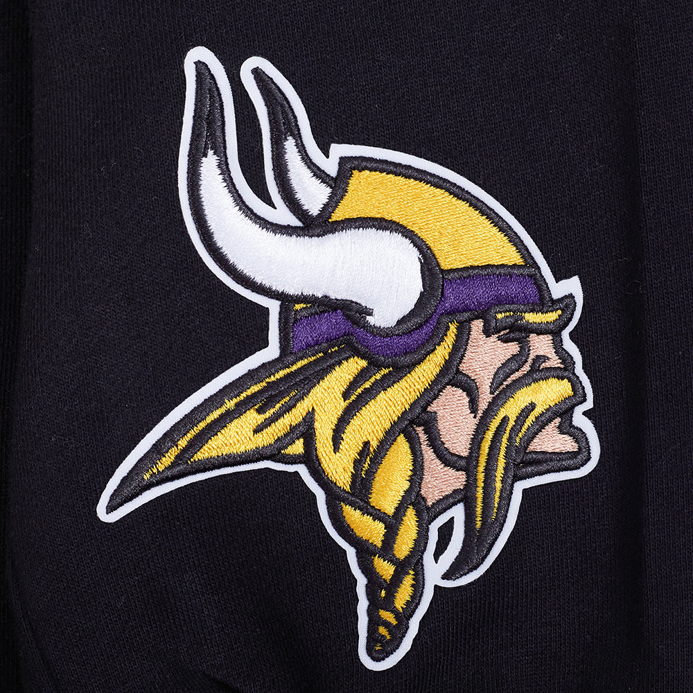 NFL MINNESOTA VIKINGS WINGSPAN MEN'S DROP SHOULDER FLC PO HOODIE (BLACK)