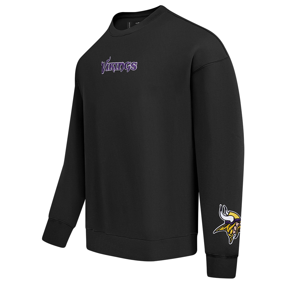 NFL MINNESOTA VIKINGS WINGSPAN CHANDAIL À COL ROND EN MOLLETON À ÉPAULES TOMBANTES POUR HOMME (NOIR)