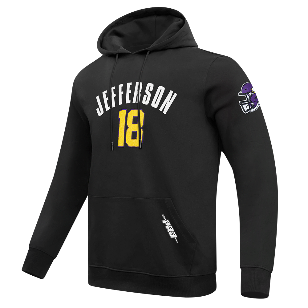 NFL MINNESOTA VIKINGS JUSTIN JEFFERSON #18 CLASSIC PNN MEN'S PULLOVER HOODIE (BLACK)
