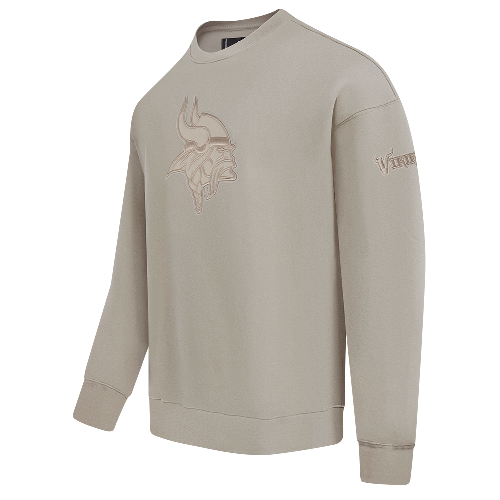 NFL MINNESOTA VIKINGS NEUTRAL MEN'S DROP SHOULDER FLC CREWNECK (TAUPE)