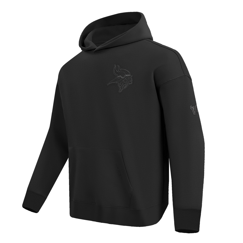 NFL MINNESOTA VIKINGS NEUTRAL MEN'S DROP SHOULDER PULLOVER HOODIE (BLACK)