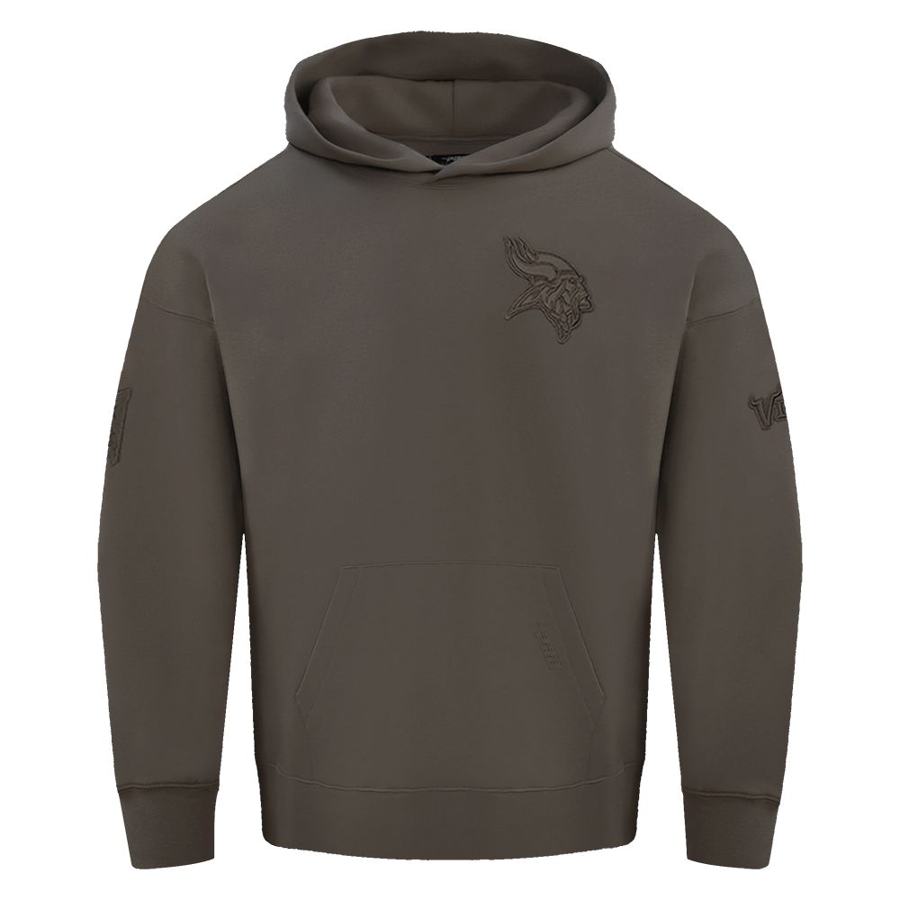 NFL MINNESOTA VIKINGS NEUTRAL MEN'S DROP SHOULDER PULLOVER HOODIE (DARK TAUPE)