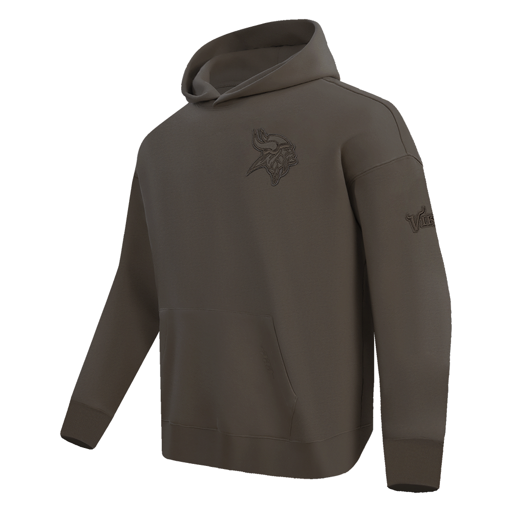 NFL MINNESOTA VIKINGS NEUTRAL MEN'S DROP SHOULDER PULLOVER HOODIE (DARK TAUPE)