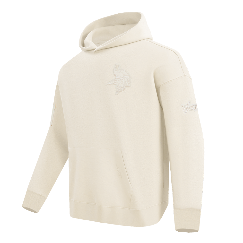NFL MINNESOTA VIKINGS NEUTRAL MEN'S DROP SHOULDER PULLOVER HOODIE (EGGSHELL)