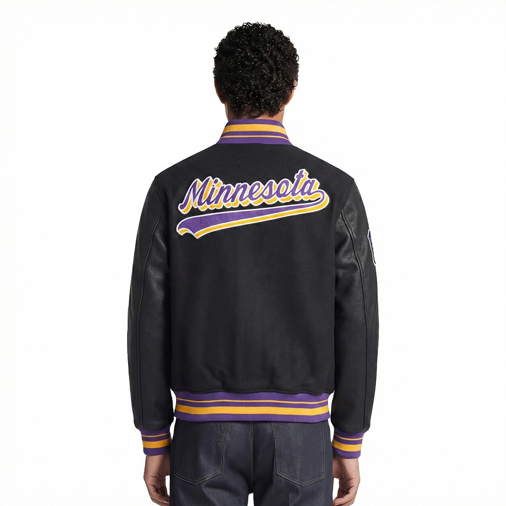 NFL MINNESOTA VIKINGS SCRIPT TAIL MEN'S RIB WOOL VARSITY (BLACK/PURPLE)