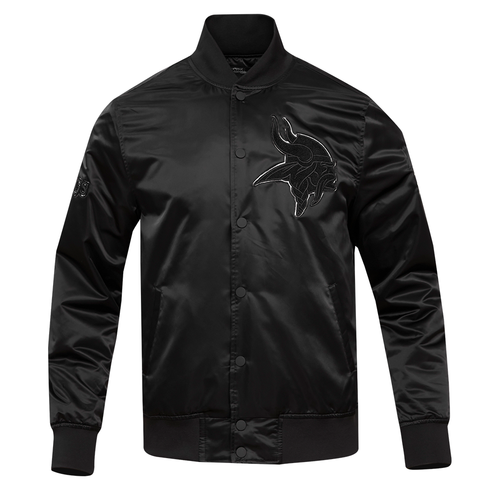 NFL MINNESOTA VIKINGS TRIPLE BLACK BLOUSON EN SATIN POUR HOMME (TRIPLE NOIR HOMME)