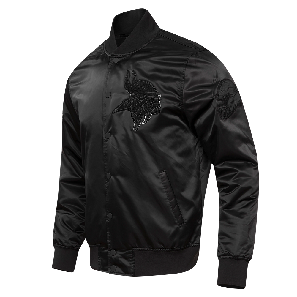 NFL MINNESOTA VIKINGS TRIPLE BLACK BLOUSON EN SATIN POUR HOMME (TRIPLE NOIR HOMME)