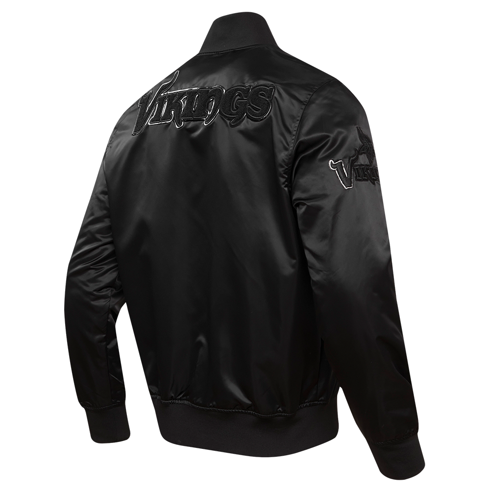 NFL MINNESOTA VIKINGS TRIPLE BLACK BLOUSON EN SATIN POUR HOMME (TRIPLE NOIR HOMME)