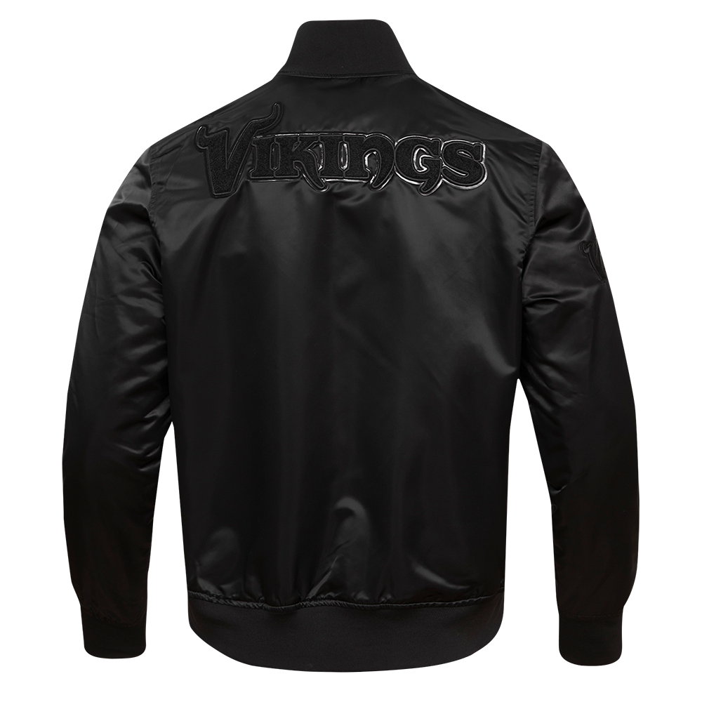 NFL MINNESOTA VIKINGS TRIPLE BLACK BLOUSON EN SATIN POUR HOMME (TRIPLE NOIR HOMME)