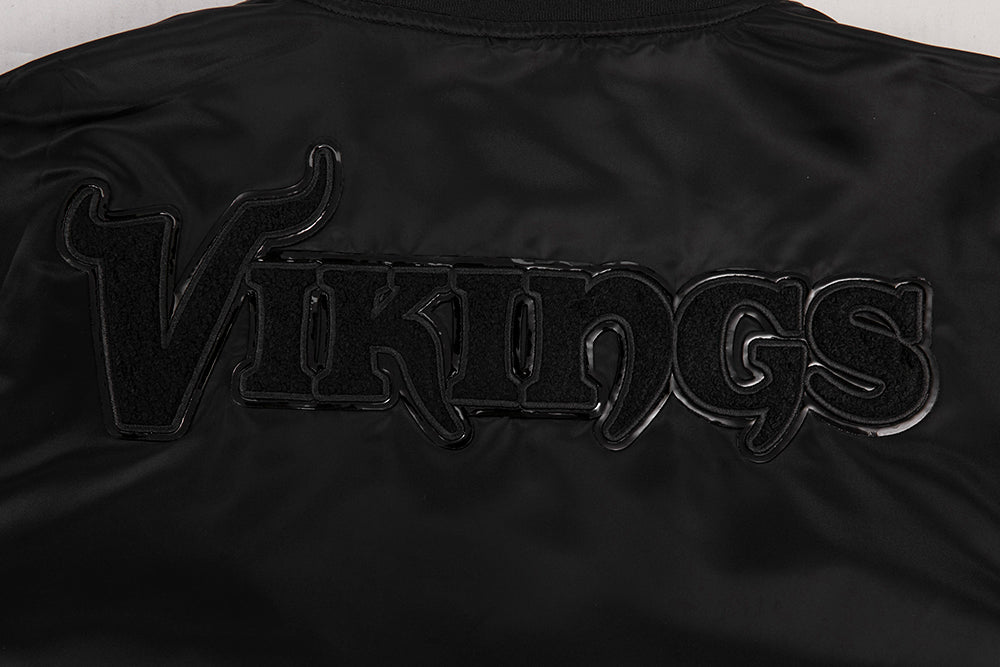 NFL MINNESOTA VIKINGS TRIPLE BLACK BLOUSON EN SATIN POUR HOMME (TRIPLE NOIR HOMME)