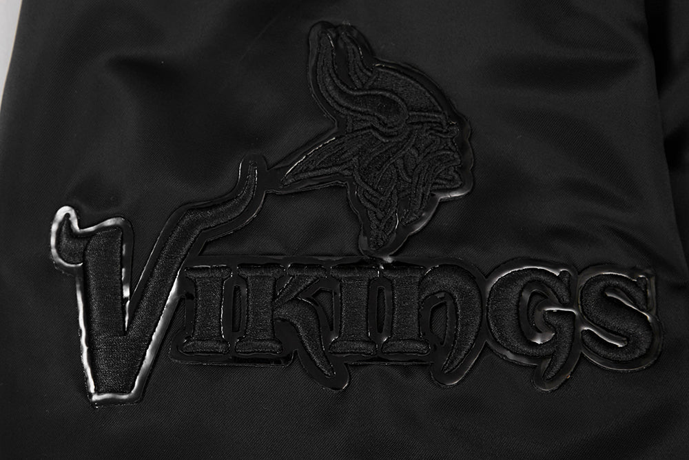 NFL MINNESOTA VIKINGS TRIPLE BLACK BLOUSON EN SATIN POUR HOMME (TRIPLE NOIR HOMME)