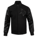 NFL MINNESOTA VIKINGS TRIPLE BLACK MEN'S WOOL VARSITY JACKET (TRIPLE BLACK MEN'S)