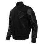 NFL MINNESOTA VIKINGS TRIPLE BLACK MEN'S WOOL VARSITY JACKET (TRIPLE BLACK MEN'S)